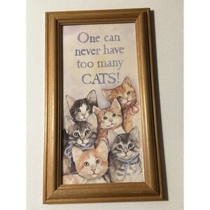 Vintage Figi Graphics 1990s Cats Wall Decor Picture Frame Cat Lover Cottage Core
